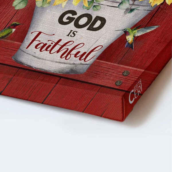 Jesus Portrait Poster Home Decor Gift – Sunflower & Hummingbird Design – Christian Gift – God is Faithful