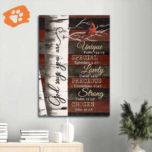 Jesus Portrait Poster Home Decor Gift - Birch Tree Red Cardinal Vintage Painting Bible Verses - Ideal Gift for Christians