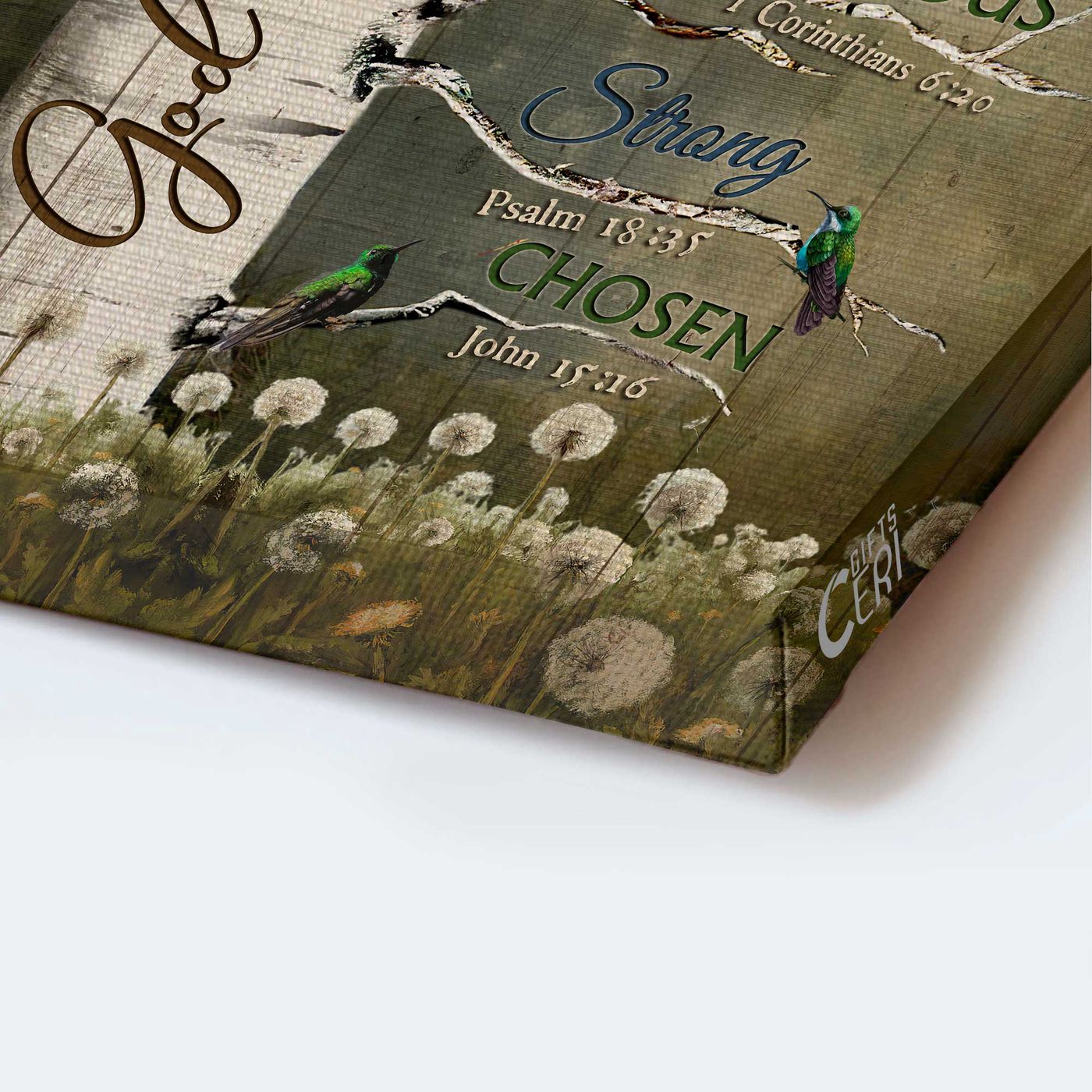 Jesus Portrait Poster Home Decor Gift – Birch Tree Watercolor Hummingbirds Dandelion Bible Verse – Gift for Christian