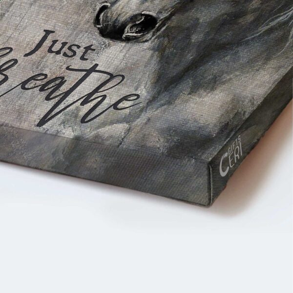 Christian Home Decor Gift – Jesus Portrait Poster with Black and White Horse Painting – Just Breathe Christian Wall Art