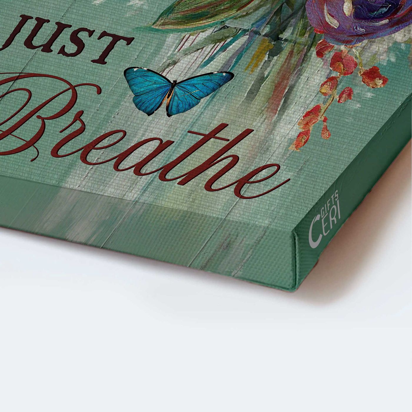 Christian Home Decor Gift: Jesus Portrait Poster with Blue Butterfly & Watercolor Flower Painting Christian Home Decor Gift: Jesus Portrait Poster with Blue Butterfly & Watercolor Flower Painting