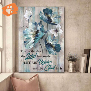 Jesus Portrait Poster - Blue Flower Butterfly Home Decor Gift for Christians