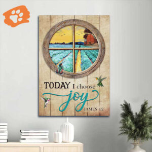 Christian Home Decor Gift: Jesus & Hummingbird Portrait Posters - Blue Flower Farm & Vineyard Theme