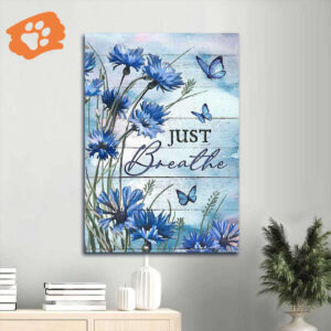 Vintage Jesus Portrait Poster - Blue Flower Field Home Decor Gift for Christians