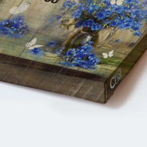 Christian Home Decor Gift - Jesus Portrait Poster with Blue Flower and Butterfly Design 1