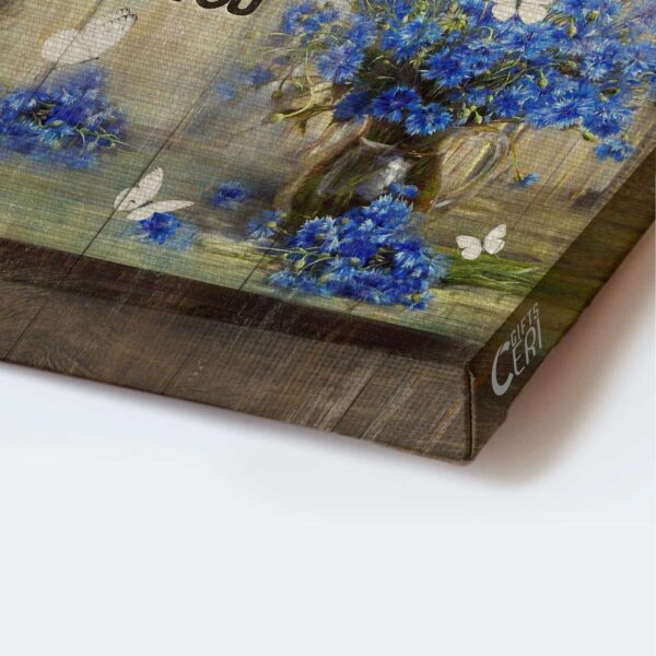 Christian Home Decor Gift – Jesus Portrait Poster with Blue Flower and Butterfly Design