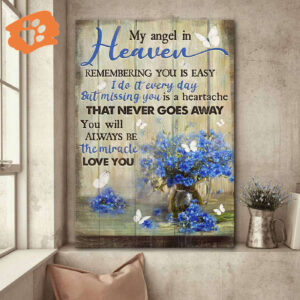Christian Home Decor Gift - Jesus Portrait Poster with Blue Flower and Butterfly Design