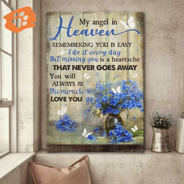 Christian Home Decor Gift – Jesus Portrait Poster with Blue Flower and Butterfly Design