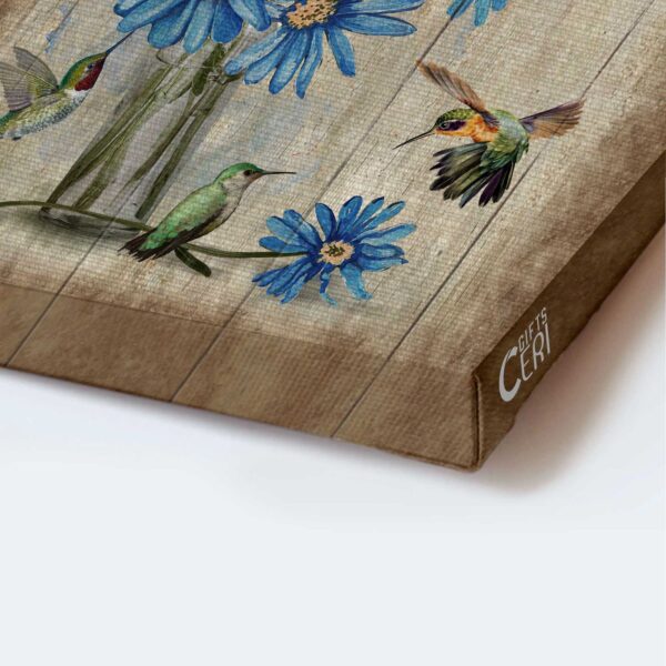 Jesus Portrait Poster Home Decor Gift – Blue Flower Painting Hummingbird Motivational Quote – Christian Faith Gift