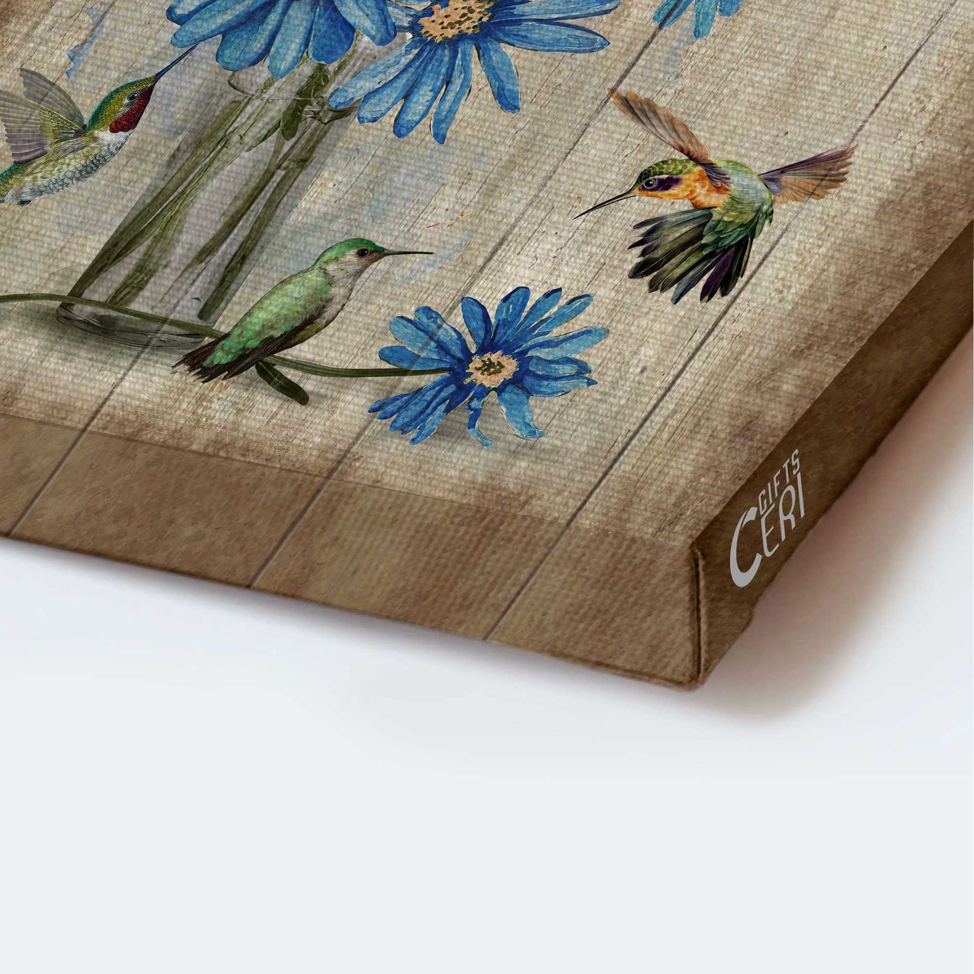 Jesus Portrait Poster Home Decor Gift – Blue Flower Painting Hummingbird Motivational Quote – Christian Faith Gift