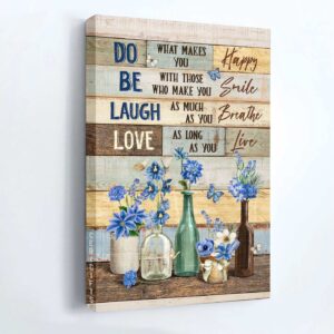 Christian Jesus Portrait Poster - Blue Flower Garden Home Decor Gift for Flower Lover 1