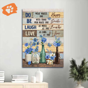 Christian Jesus Portrait Poster - Blue Flower Garden Home Decor Gift for Flower Lover
