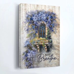 Christian Home Decor Gift: Jesus Portrait Poster with Blue Flowers and Arch Door 1