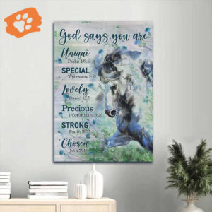 Unique Jesus Portrait Poster Home Decor Gift - Blue Horse Drawing Watercolor Painting - Gift for Christian