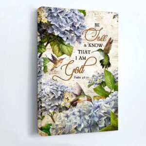 Blue Hydrangea Jesus Portrait Poster - Christian Home Decor Gift with Bible Verse and Hummingbird Painting 3