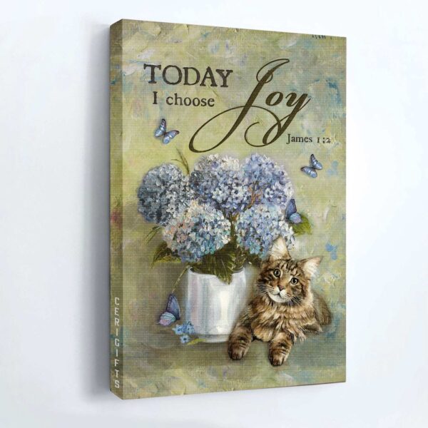Christian Home Decor Gift: Jesus Portrait Poster with Blue Hydrangea and Pretty Cat
