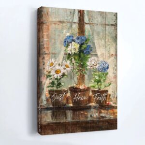 Jesus Portrait Poster Home Decor Gift - Oil Painting Christian Gift with Hydrangea Daisy & Rose 1