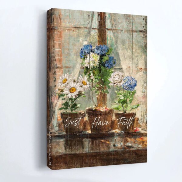 Jesus Portrait Poster Home Decor Gift – Oil Painting Christian Gift with Hydrangea Daisy & Rose