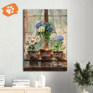 Jesus Portrait Poster Home Decor Gift - Oil Painting Christian Gift with Hydrangea Daisy & Rose