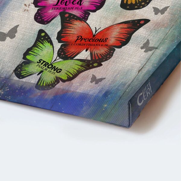 Colorful Butterfly Jesus Portrait Poster – Christian Home Decor Gift with Wooden Background