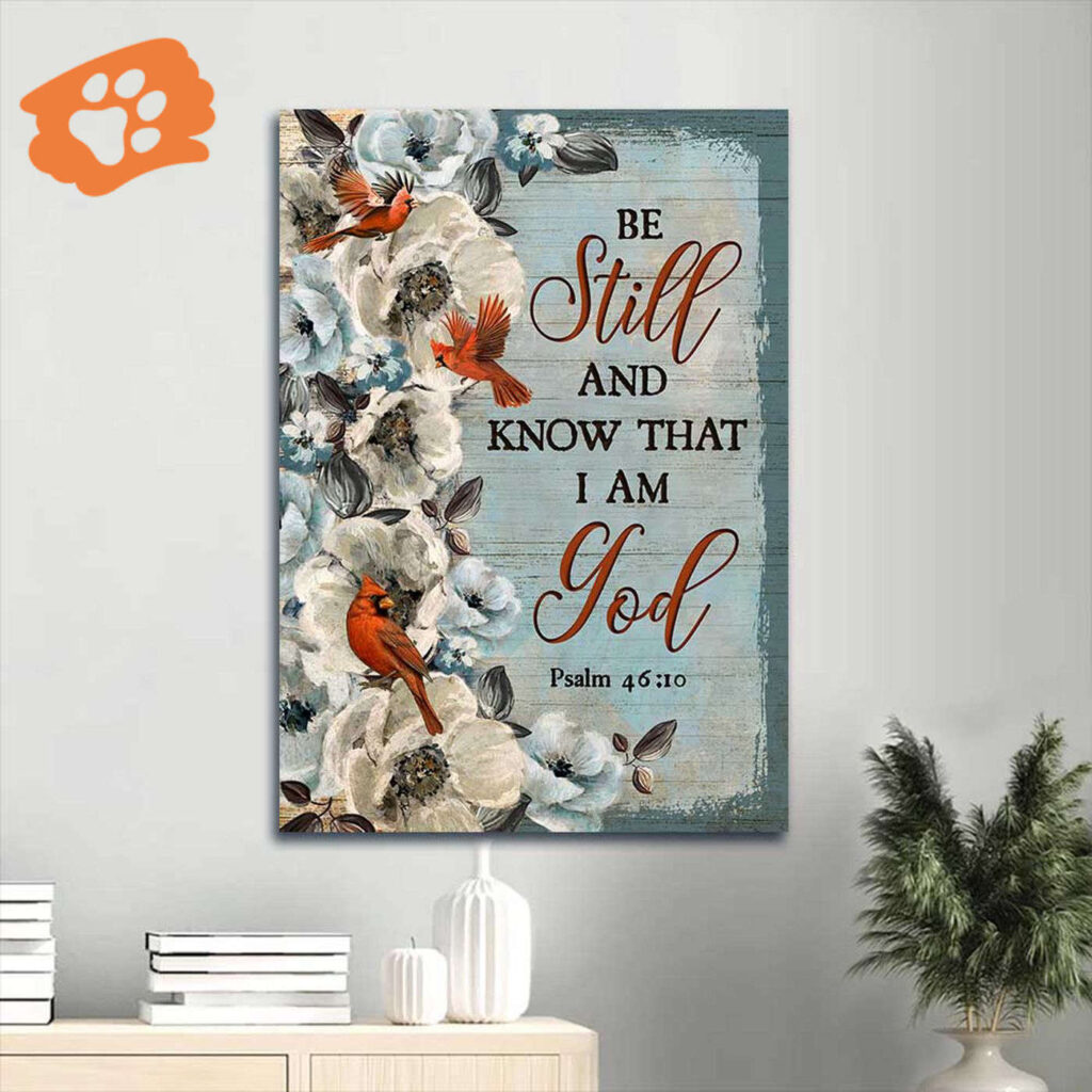 Christian Home Decor Gift: Jesus Portrait Poster with White Jasmine and Pretty Cardinal Flowers – Be Still And Know That I Am God Christian Home Decor Gift: Jesus Portrait Poster with White Jasmine and Pretty Cardinal Flowers – Be Still And Know That I Am God