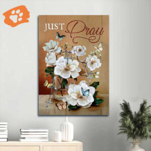 Christian Home Decor Gift: Jesus Portrait Poster with Roses and Butterfly Drawing