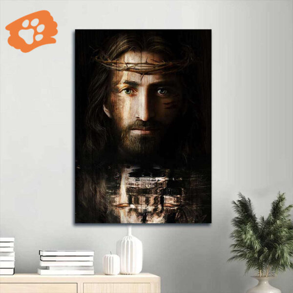 Jesus Christ Portrait Poster Home Decor Gift – Crown of Thorns Christ the Redeemer – Religious Christian Inspirational