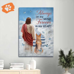 Jesus Portrait Poster - King German Shepherd Way to Heaven - Christian Home Decor Gift