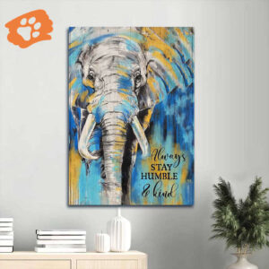 Jesus Portrait Poster: Strong Elephant Painting Gift for Christian Home Decor - Stay Humble and Kind