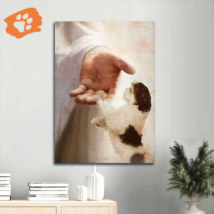Jesus Hand and Shih Tzu Portrait Poster - Christian Home Decor Gift Prints