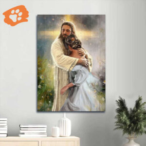 Jesus Hug & Daisy Field Portrait Poster - Inspirational Christian Home Decor Gift