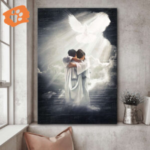 Christian Jesus Portrait Poster - Mystic Light Dove Home Decor Gift for Wall Art