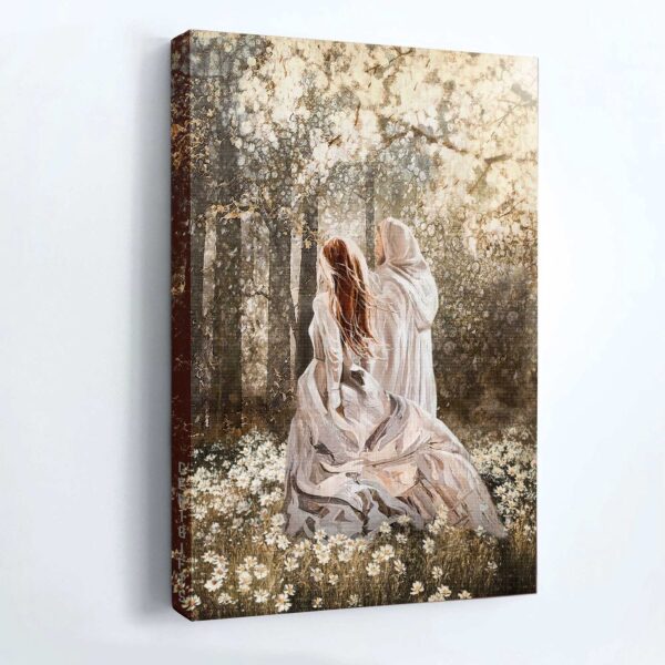 Christian Home Decor Gift – Jesus Portrait Poster with Beautiful Girl Walking – Gift for Christians – God Says You Are Special