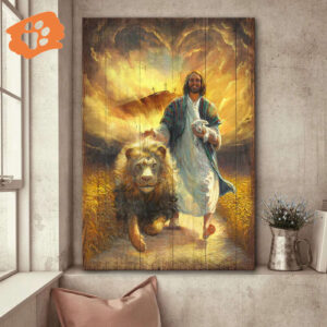 Jesus Portrait Poster: Lion of Judah Painting Christian Home Decor Gift Print