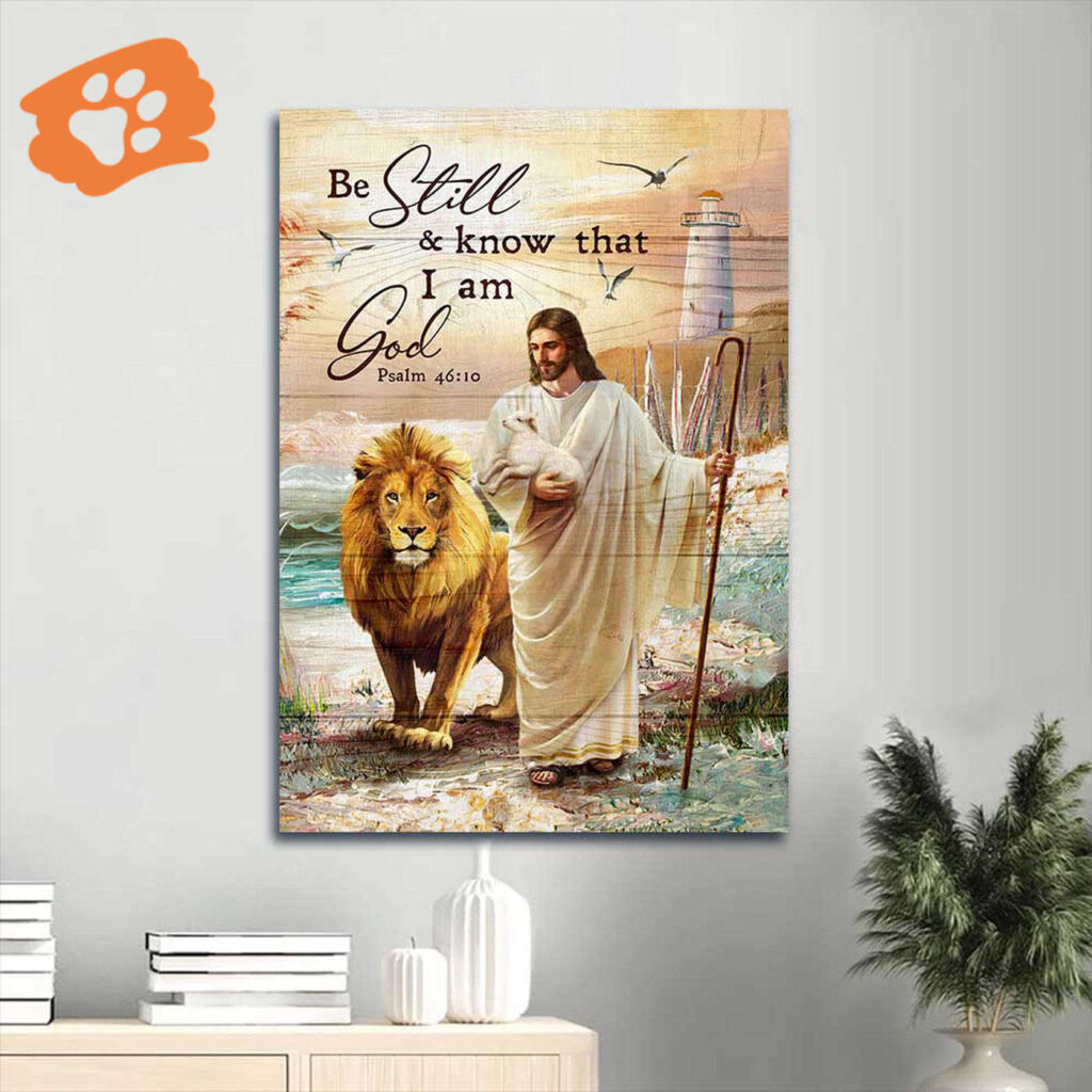 Jesus Walking Lion of Judah Lighthouse Painting Poster – Christian Home Decor Gift Jesus Walking Lion of Judah Lighthouse Painting Poster – Christian Home Decor Gift