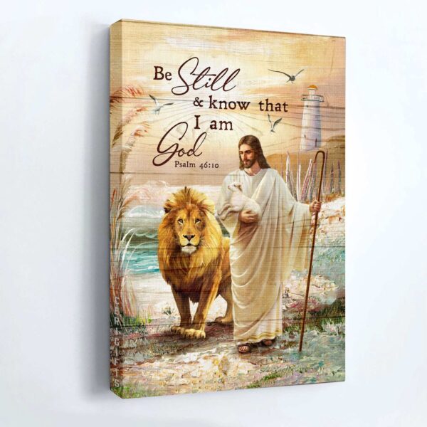 Jesus Walking Lion of Judah Lighthouse Painting Poster – Christian Home Decor Gift