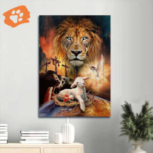 Jesus Portrait Poster: Lamb of God Holy Spirit Dove Lion of Judah - Christian Home Decor Gift