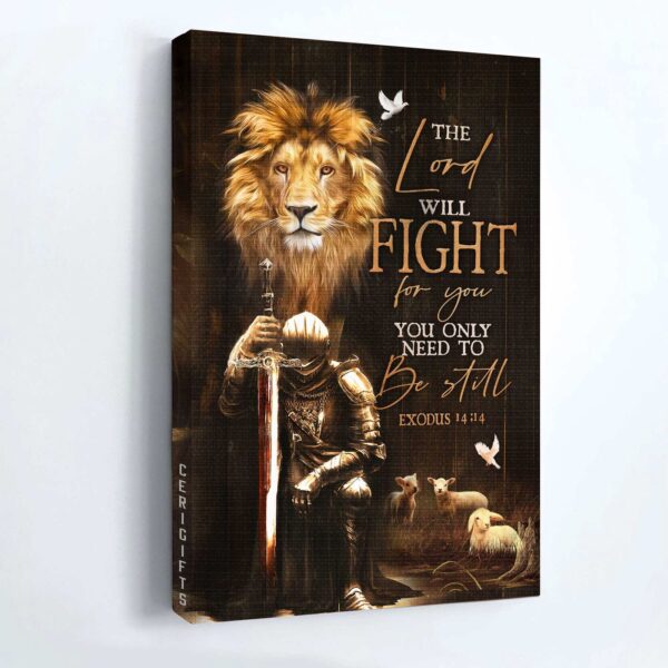 Christian Home Decor Gift: Jesus Portrait Poster – Lambs of God Lion of Judah Knight of God – The Lord Will Fight For You