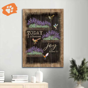 Jesus Portrait Poster Home Decor Gift - Lavender Flower Hummingbird Drawing Black Background - Gift For Christian - Choose Joy Today