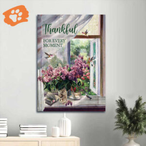 Jesus Portrait Poster Home Decor Gift - Lavender Painting Peaceful Drawing Hummingbird - Gift for Christian - Thankful Moment