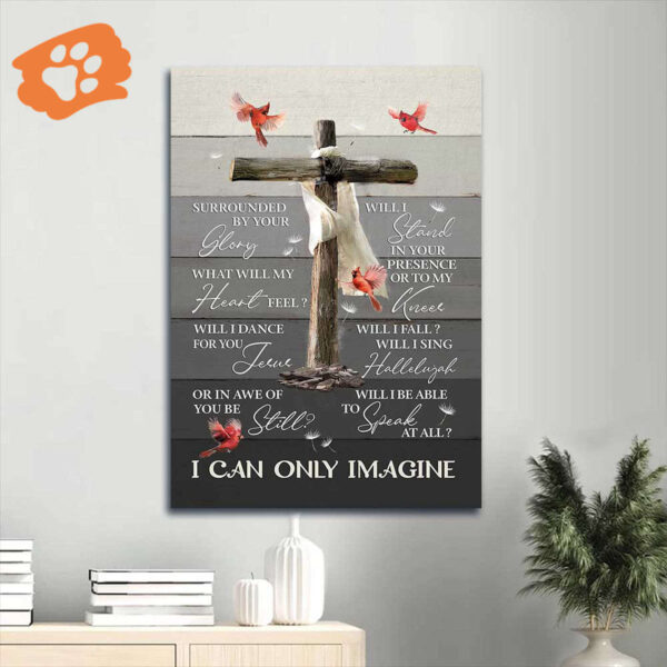 Jesus Portrait Poster Home Decor Gift – Christian Wall Art with Cross and Cardinal