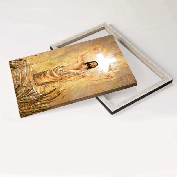 Jesus Portrait Poster Home Decor – Christian Gift with Light Cross Painting Dove