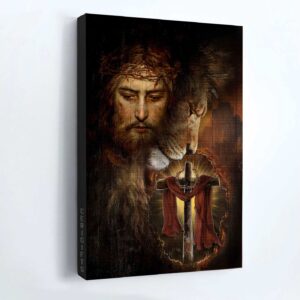 Jesus Lion of Judah Wooden Cross Portrait Poster - Inspirational Christian Home Decor Gift 1