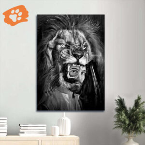 Jesus Lion of Judah Portrait Poster - Black & White Christian Home Decor Gift