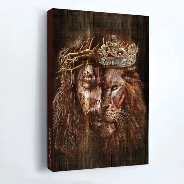 Jesus Lion of Judah Portrait Poster: Christian Home Decor Gift with Awesome Crowns