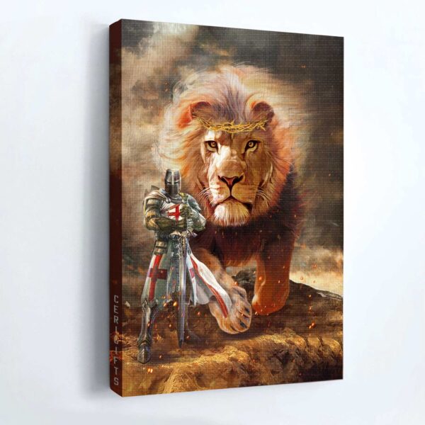 Jesus Portrait Poster – Lion of Judah & Knight of God – Christian Wall Art Gift
