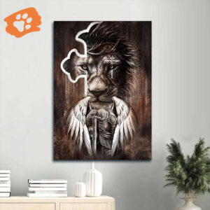 Jesus Portrait Poster Home Decor Gift - Lion of Judah Warrior with Wings - Christian Wall Art