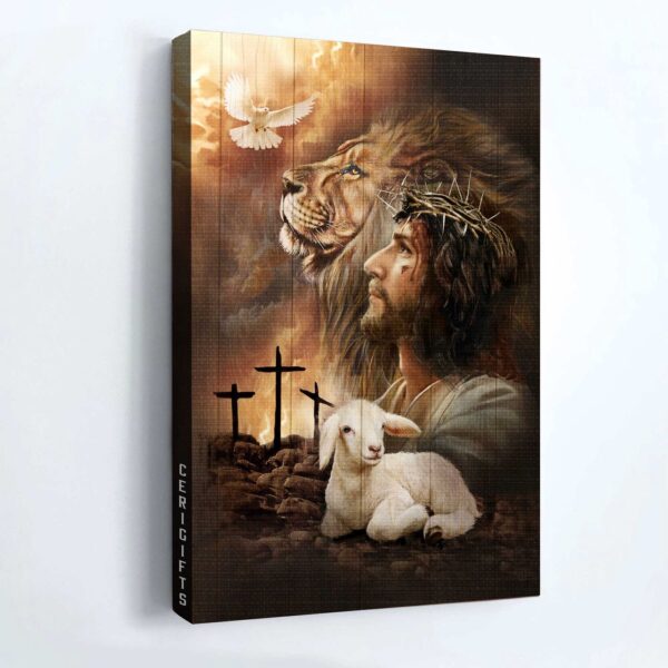 Jesus Portrait Poster: Lion of Judah Lamb of God Dove of Peace – Christian Home Decor Gift