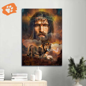 Christian Home Decor Gift: Jesus Lion of Judah Lamb of God Holy Spirit Dove Poster
