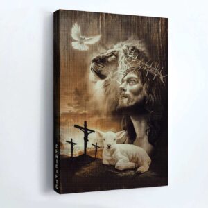 Christian Home Decor Gift - Jesus Lion of Judah & Lamb of God Painting Poster 1